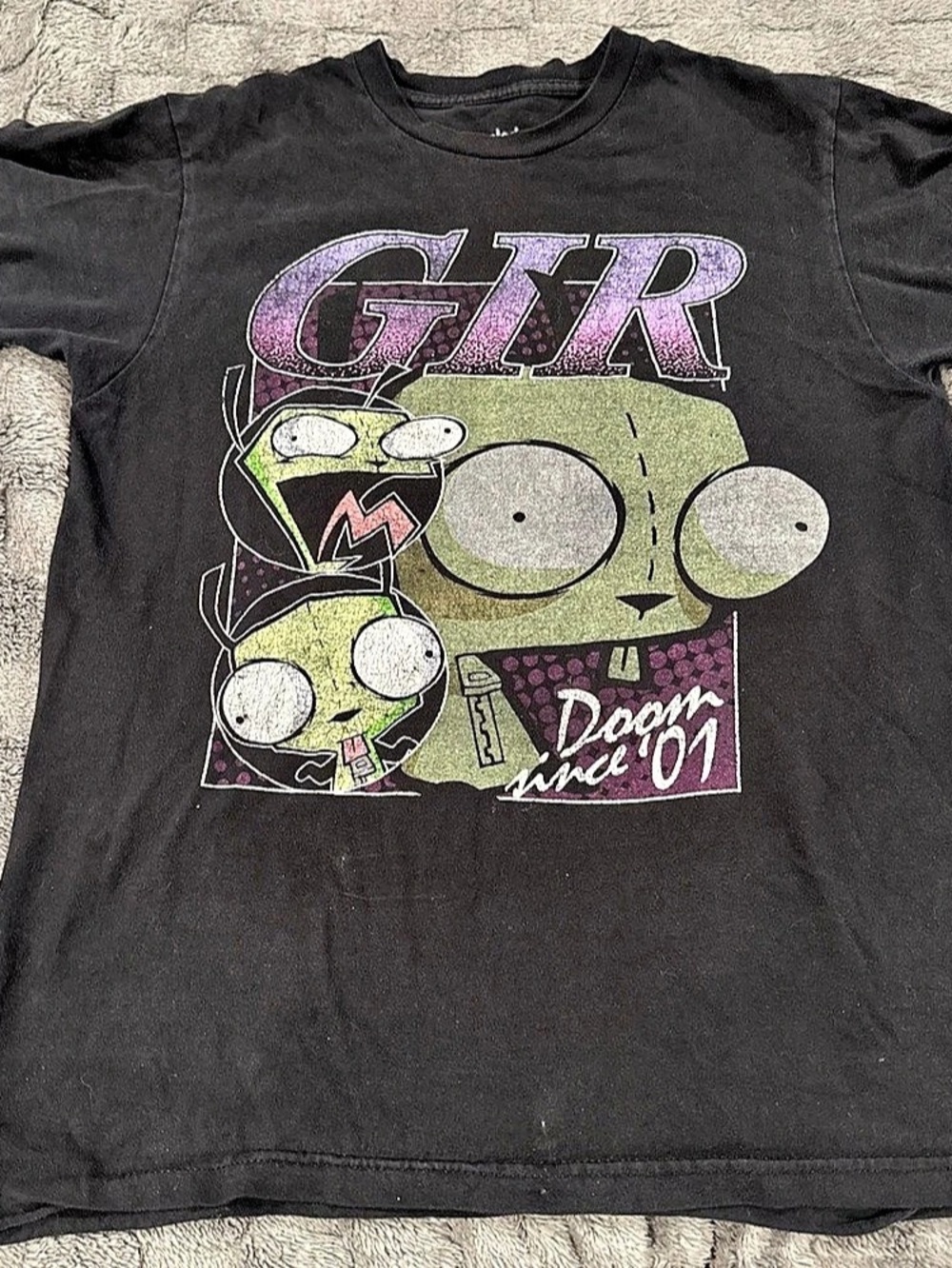 Invader zim Graphic Short Sleeve Tee in Black & Purple Size Medium